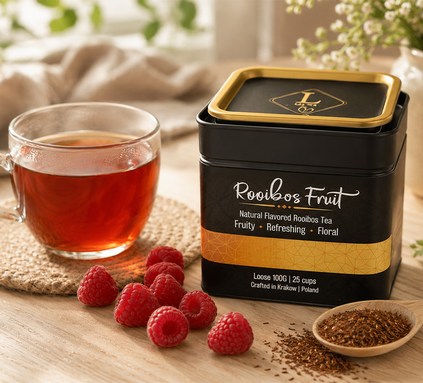 Rooibos Fruit Leo Tea w eleganckiej puszce
